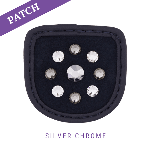 Silver Chrome Reithandschuh Patch blau