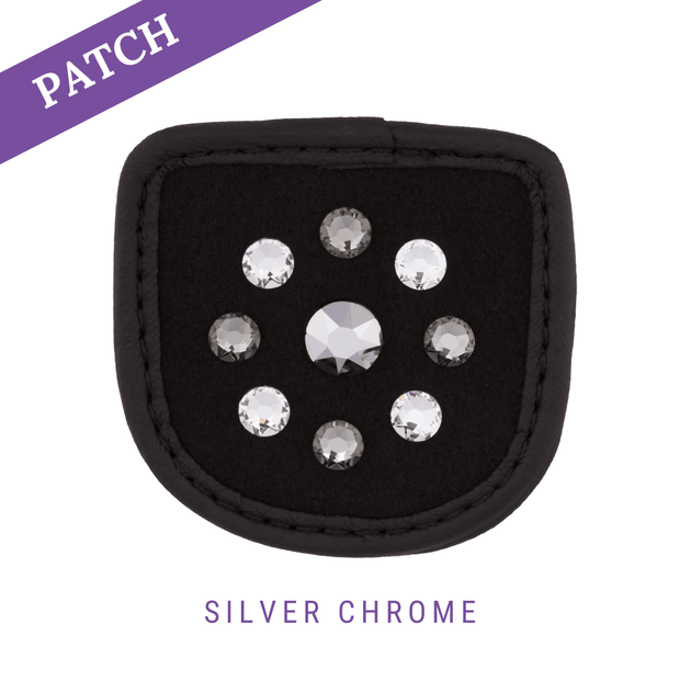 Silver Chrome Reithandschuh Patch schwarz